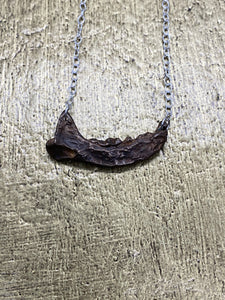 Cast Bronze Mink Jawbone Necklace with Silver Chain