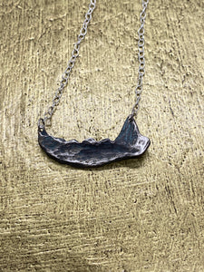 Cast Bronze Mink Jawbone Necklace with Silver Chain