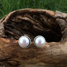 Load image into Gallery viewer, Sterling Silver and Freshwater Pearl Cup Earrings
