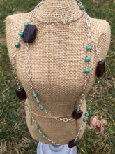 Load image into Gallery viewer, Turquoise, Seaglass &amp; Silver Chain Necklace
