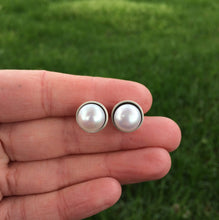 Load image into Gallery viewer, Sterling Silver and Freshwater Pearl Cup Earrings

