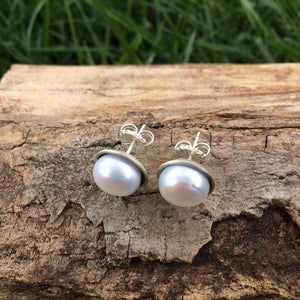 Sterling Silver and Freshwater Pearl Cup Earrings