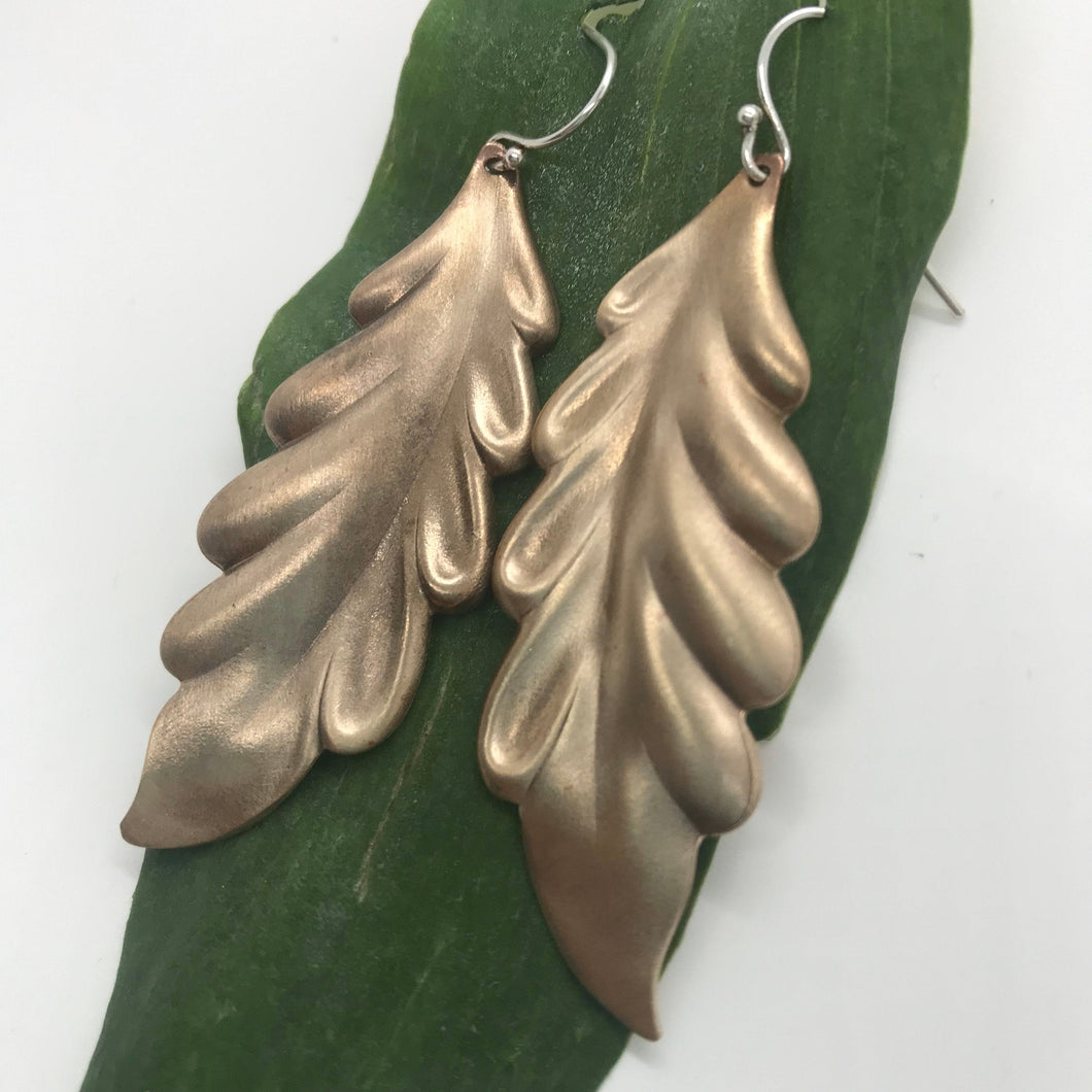 Bronze Vintage Leaf Dangle Earrings