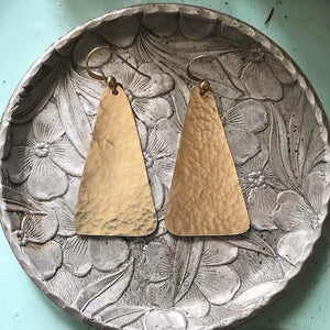 Textured Gold Filled Triangle Drop Earrings