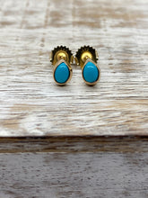 Load image into Gallery viewer, Stunning Sleeping Beauty Turquoise and 14KY Gold Stud Earrings
