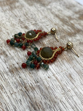 Load image into Gallery viewer, Mixed Gemstone and Yellow Gold Vintage Drop Earrings
