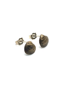 Small Cast Silver Clam Shell Studs